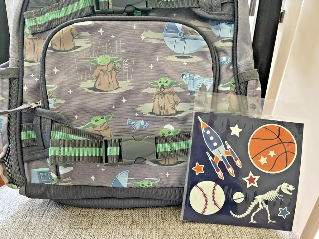 School Pottery barn Disney STAR WARS Grogu Space BACKPACK Mandalorian Solo Set .