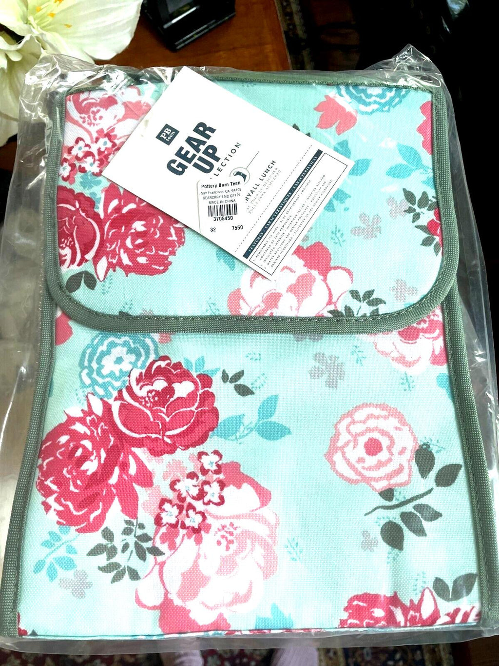 Pottery Barn School Disney LUNCH BOX BAG Garden Party flower floral teen gift .
