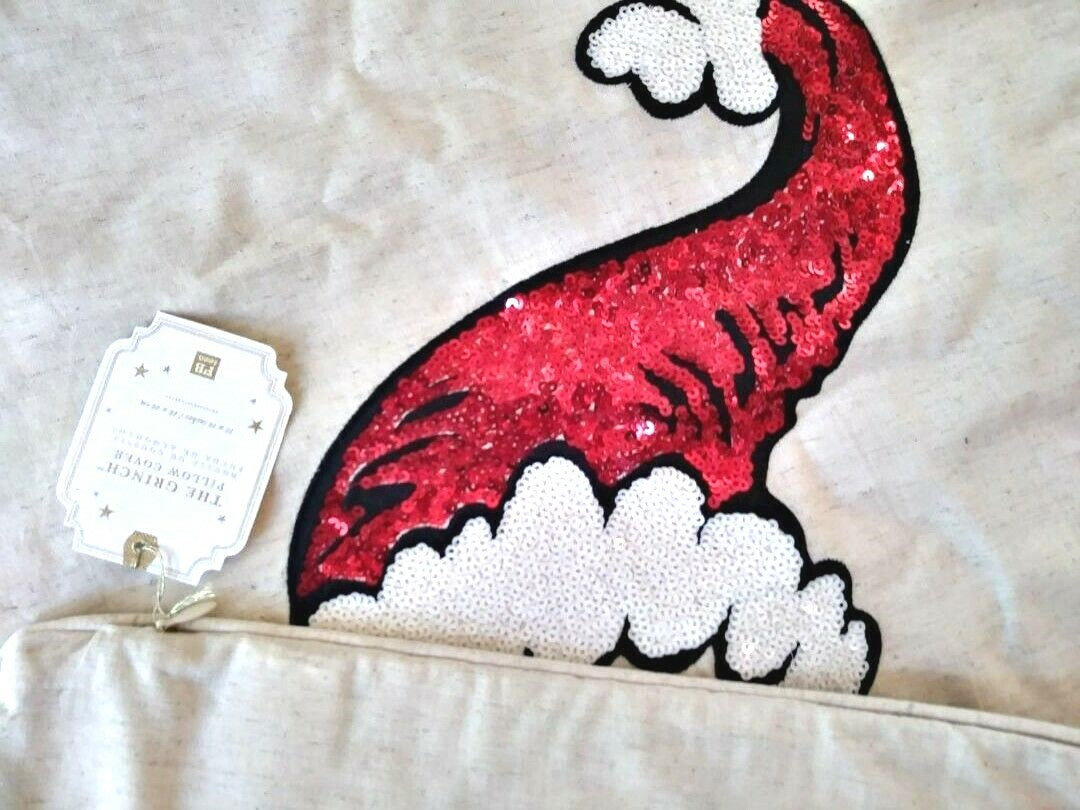 Pottery Barn Grinch Christmas pillow Sham Dr Seuss Holiday Gift party Disney n