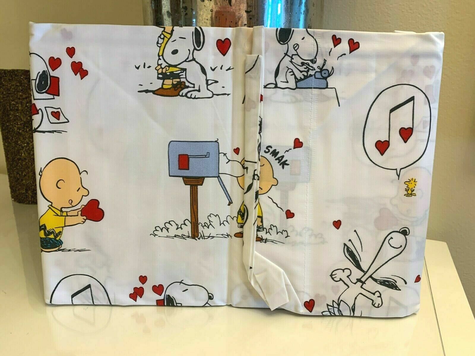 Snoopy Pottery Barn Holiday Birthday Peanuts TWIN Sheet set heart disney  ]