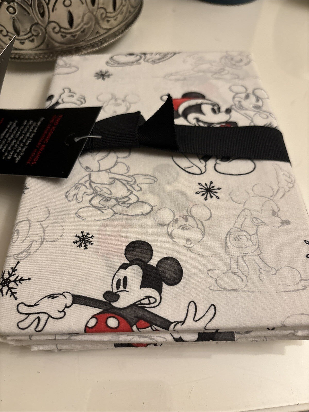 Pottery Barn Mickey Mouse Christmas pillowcase Holiday gift Disney school SET 2'