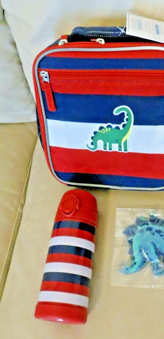 School Pottery barn Disney LUNCH BOX +WATER Dinosaur Jurassic stripe pre k -