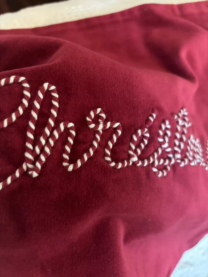 Pottery Barn Christmas Candy Cane Red Velvet Holiday Gift party pillow Sham 1