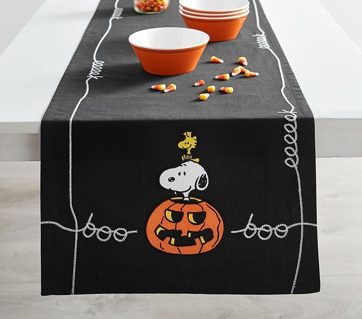 Snoopy Pottery Barn Peanuts Disney holiday Table runner Party kid halloween .