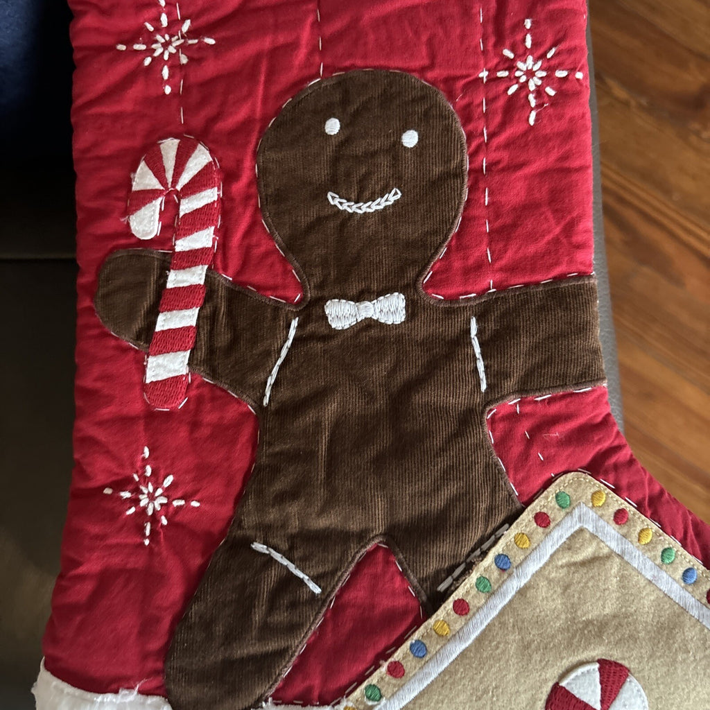 Pottery Barn Holiday Christmas stocking Gingerbread Candy Cane gift Plaid kid