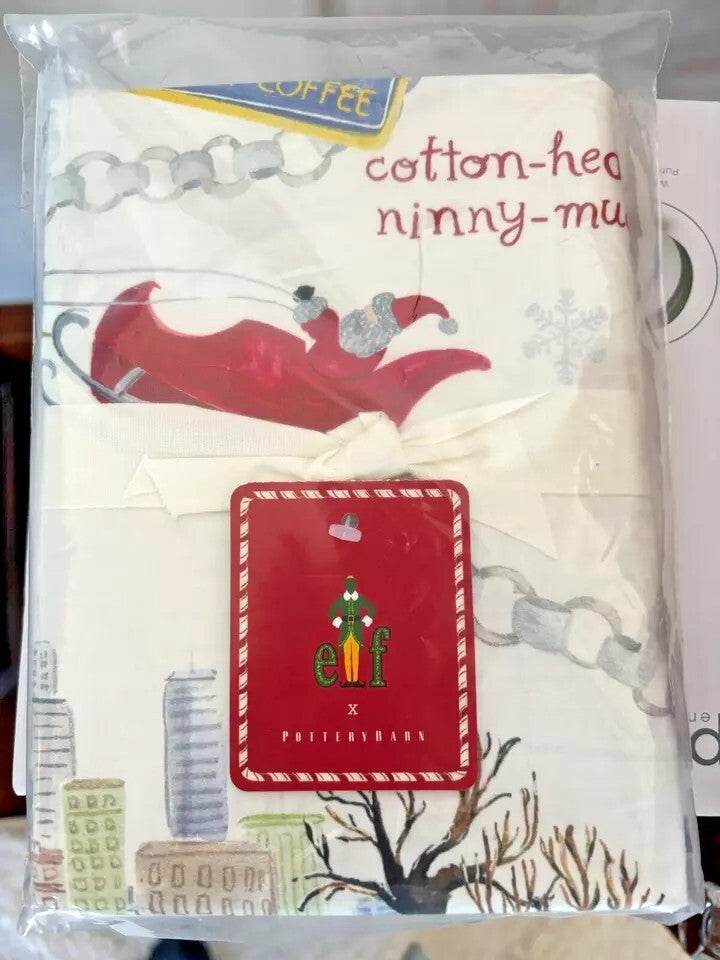Pottery Barn Disney Holiday Christmas santa ELF SET 2 party gift pillowcase ?? ]