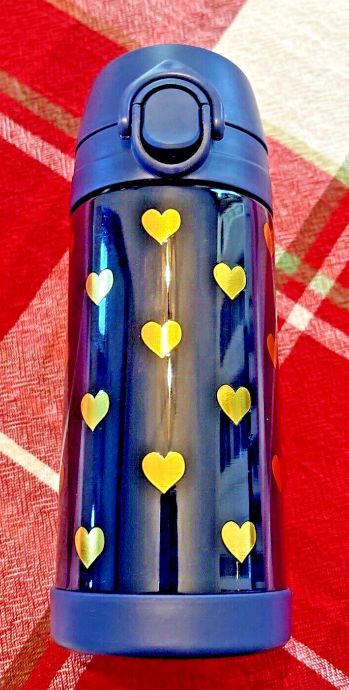 Pottery Barn School Disney Lunch WATER BOTTLE glitter Travel rainbow gold gift n