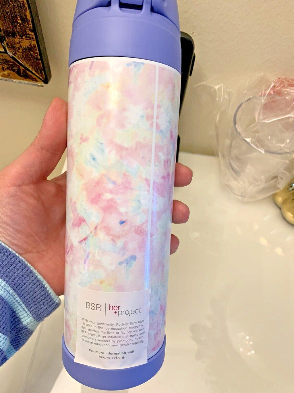 Pottery barn school Garden Party LARGE WATER BOTTLE school foral holiday gift n