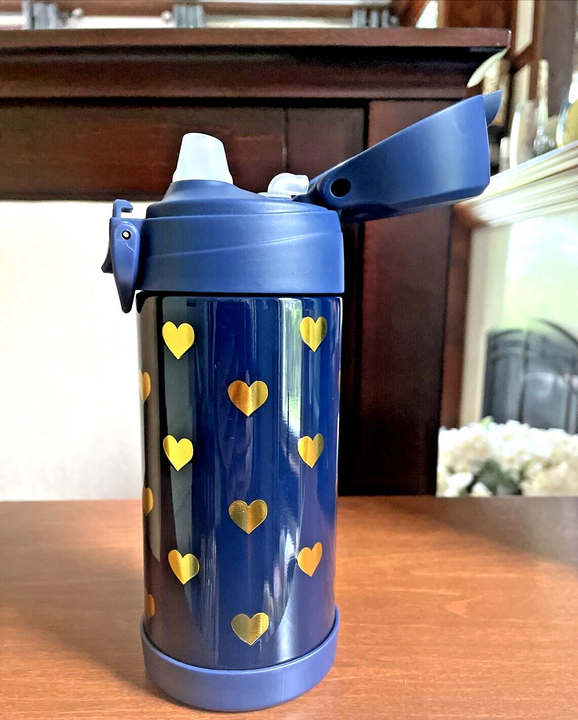 Pottery Barn School Disney Lunch WATER BOTTLE glitter Travel rainbow gold gift n