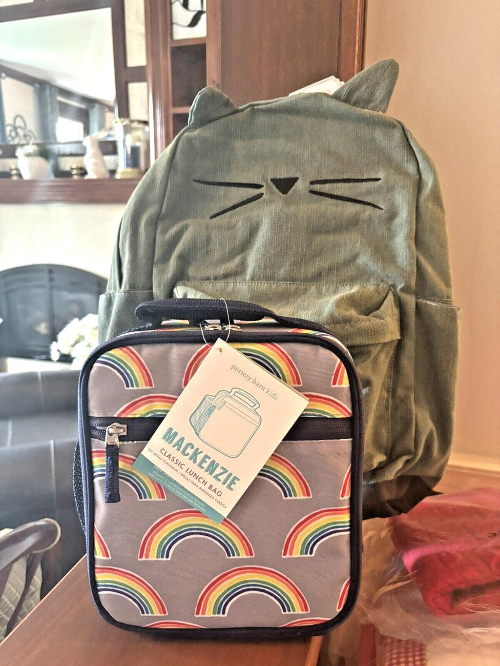 Pottery barn Disney School LARGE BACKPACK LUNCH TRAVEL Rainbow kitty bag ?? [