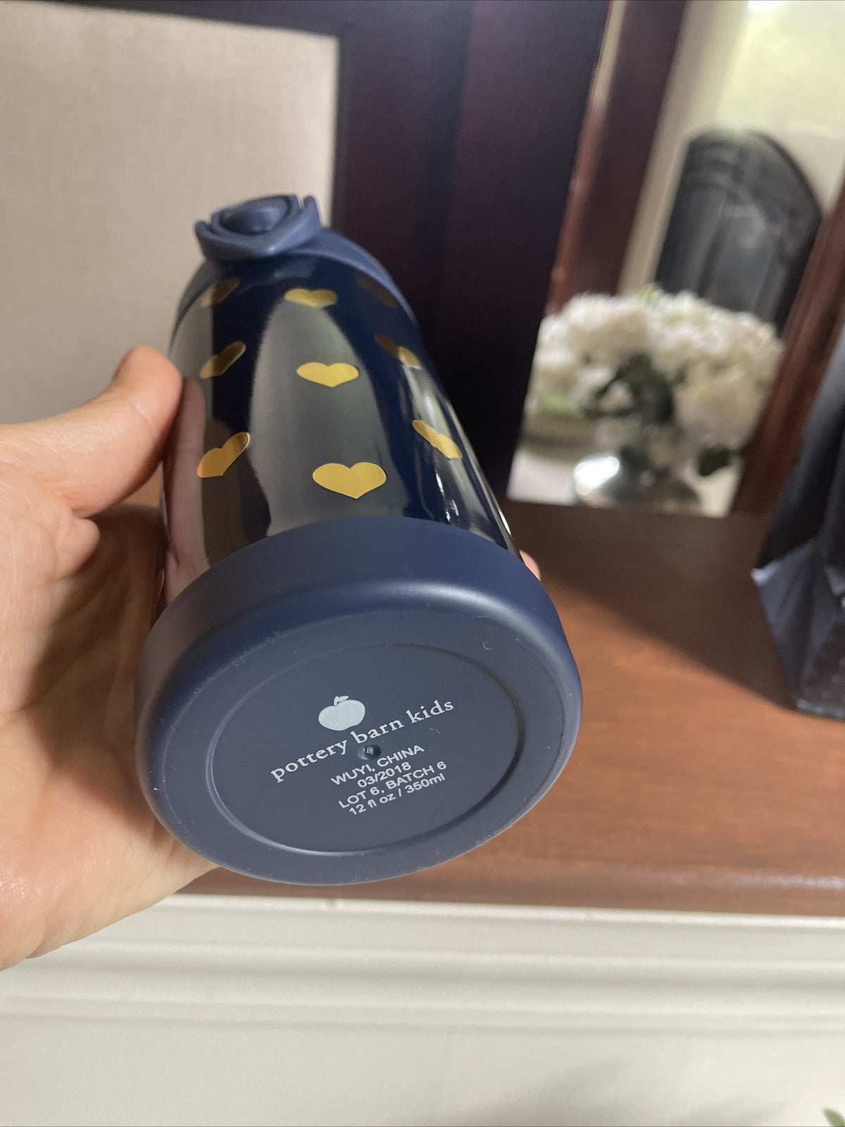 Pottery Barn School Disney Lunch WATER BOTTLE glitter Travel rainbow gold gift n