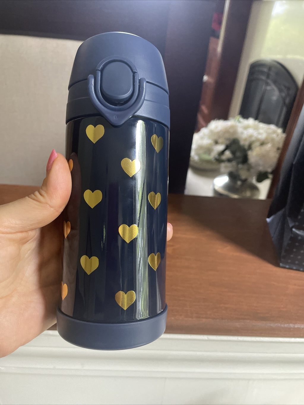 Pottery Barn School Disney Lunch WATER BOTTLE glitter Travel rainbow gold gift n