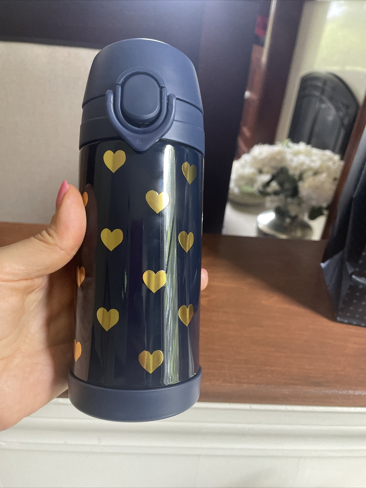 Pottery Barn School Disney Lunch WATER BOTTLE glitter Travel rainbow gold gift n