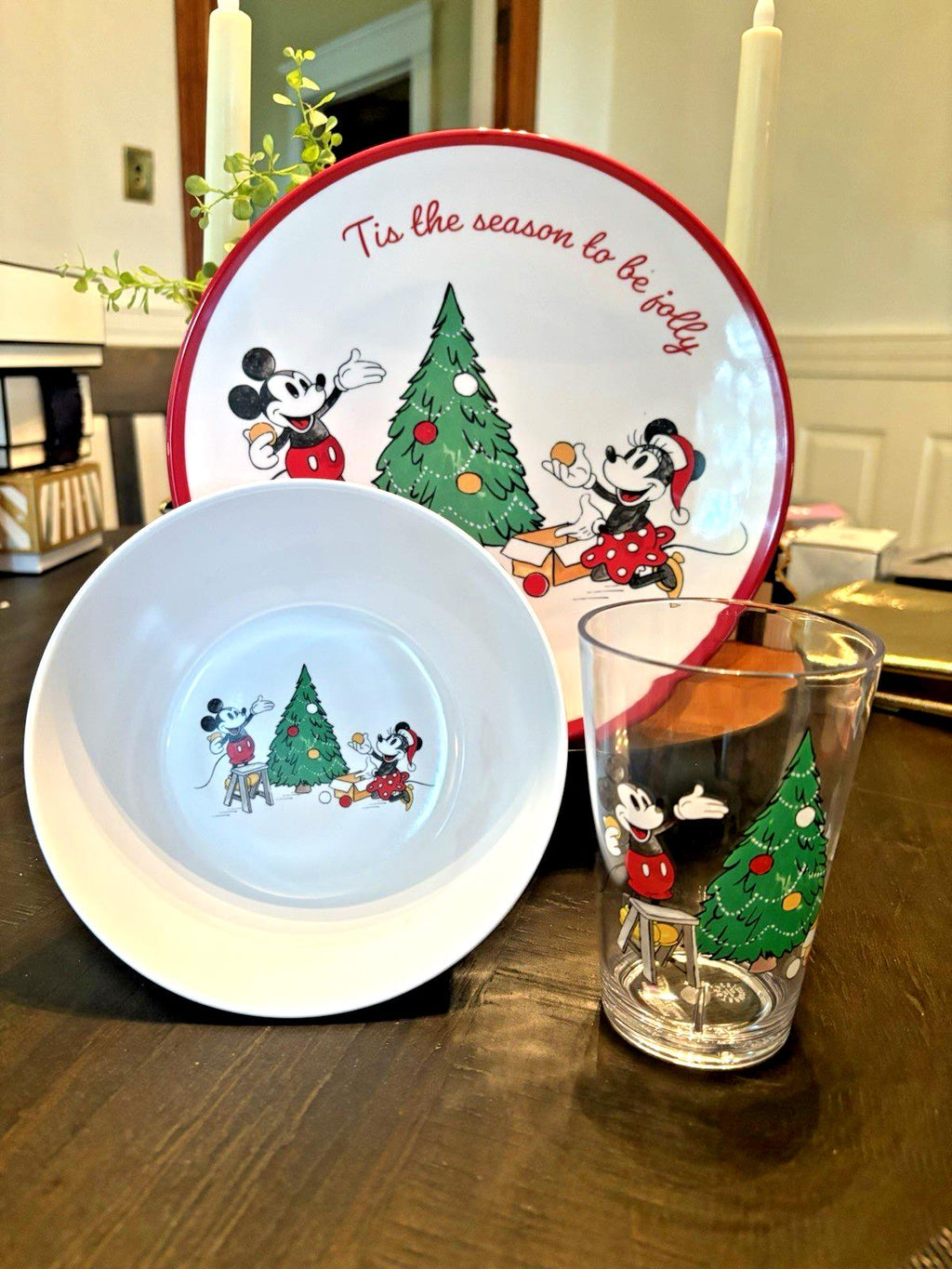 Pottery Barn DINNER SET Disney Mickey Mouse PLATE School Christmas holiday party