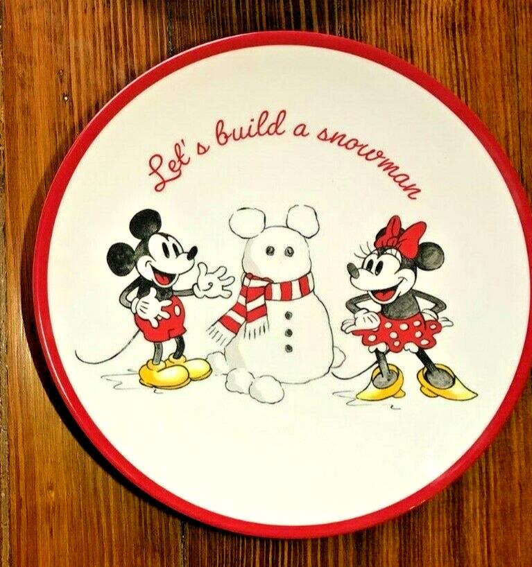 Pottery Barn Mickey Mouse Holiday Christmas Dinner Plate party Snowman Disney
