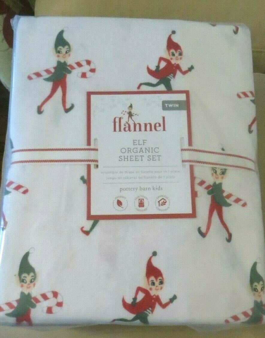Pottery barn Christmas holiday Elf twin sheet set party gift school kid Disney '