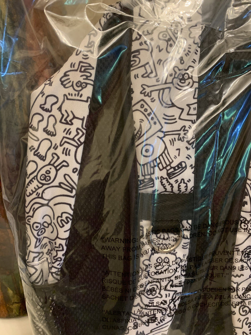 Pottery Barn school Keith Haring LARGE  BAckpack TRAVEL +Markers cartoon comic .