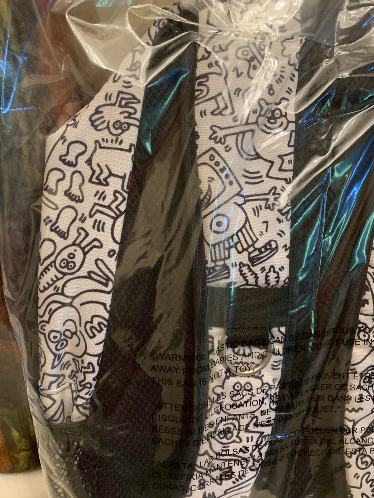 Pottery Barn school Keith Haring LARGE  BAckpack TRAVEL +Markers cartoon comic .