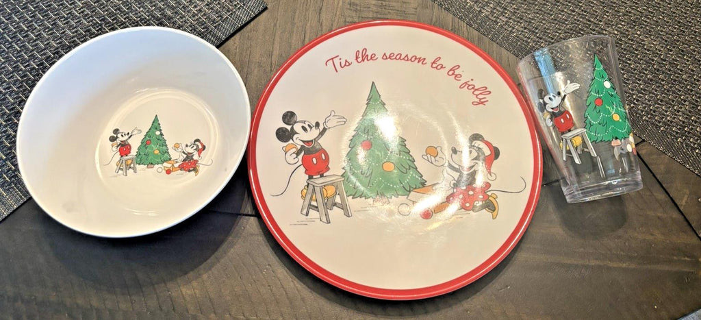 Pottery Barn DINNER SET Disney Mickey Mouse PLATE School Christmas holiday party
