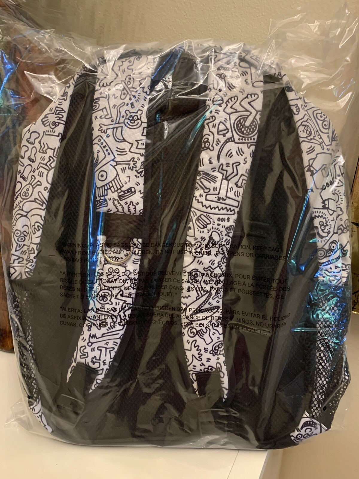 Pottery Barn school Keith Haring LARGE  BAckpack TRAVEL +Markers cartoon comic .