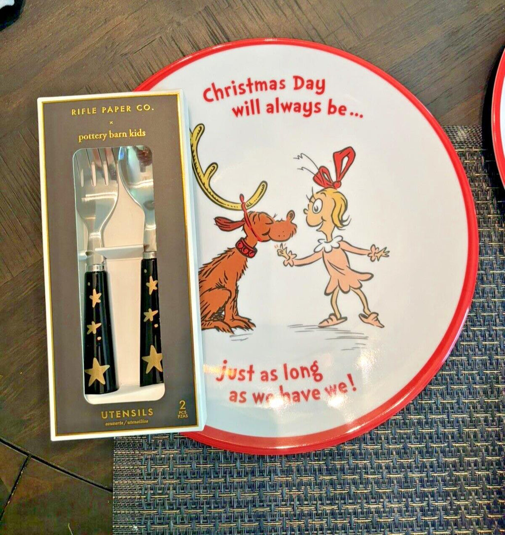 Pottery Barn Dinner set GRINCH Seuss Disney holiday Christmas party Plate kid