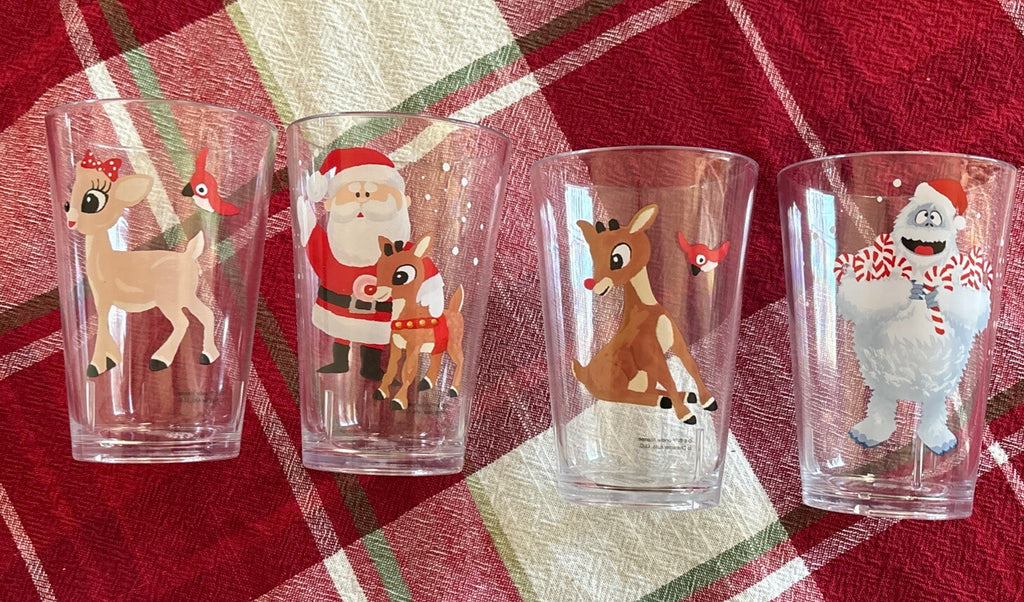 Disney Pottery Barn holiday Rudolph Reindeer Santa Christmas party CUP Set 4
