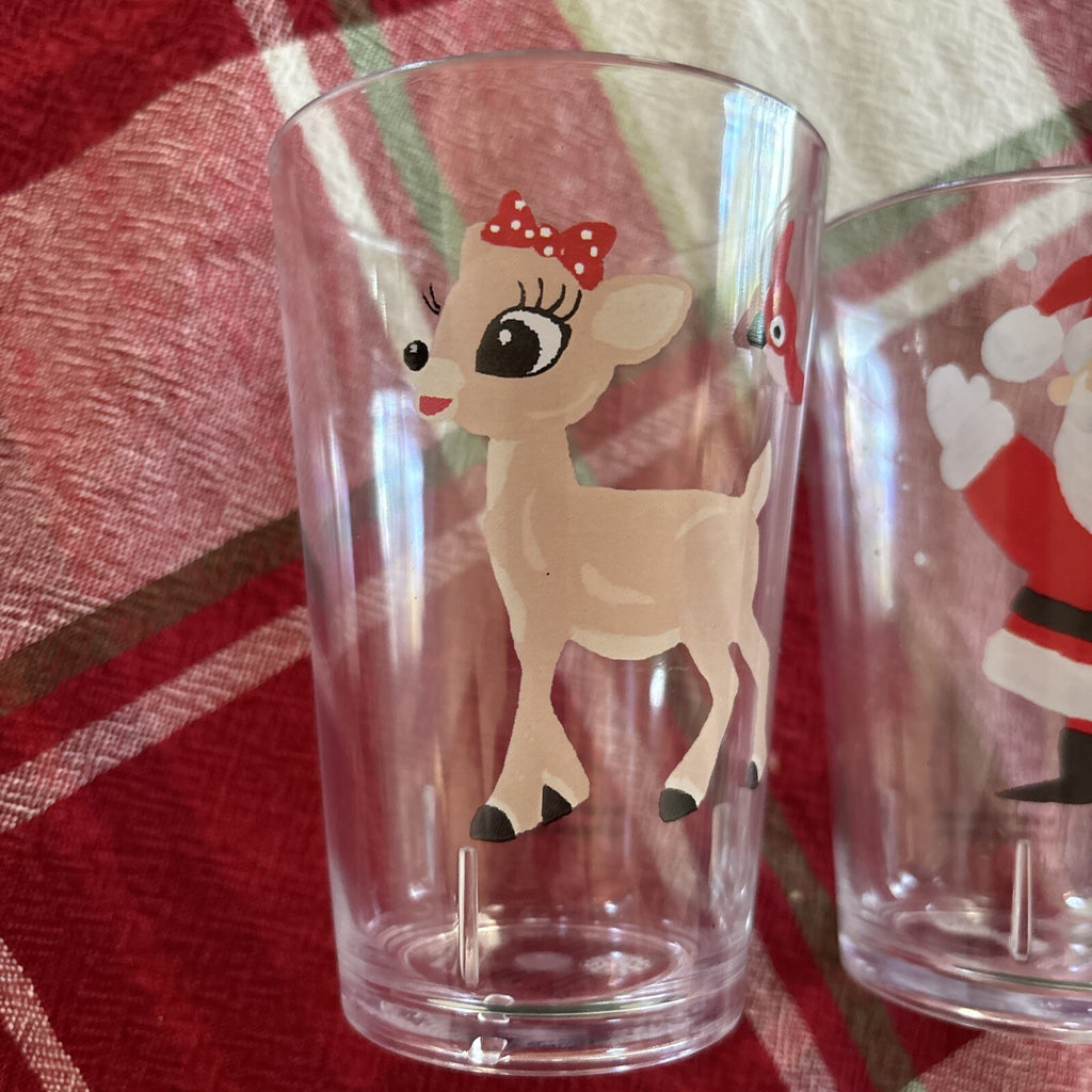 Disney Pottery Barn holiday Rudolph Reindeer Santa Christmas party CUP Set 4