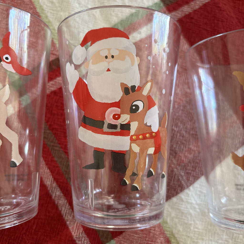 Disney Pottery Barn holiday Rudolph Reindeer Santa Christmas party CUP Set 4