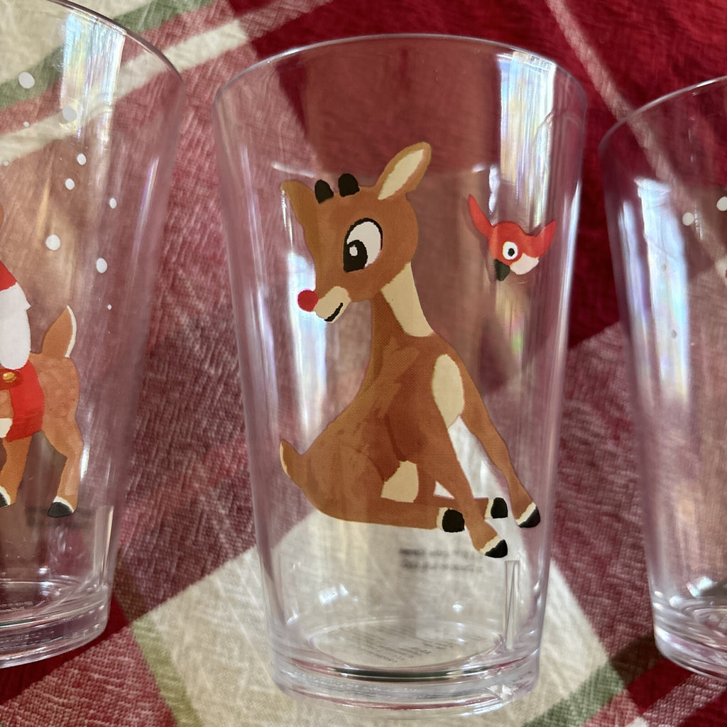 Disney Pottery Barn holiday Rudolph Reindeer Santa Christmas party CUP Set 4
