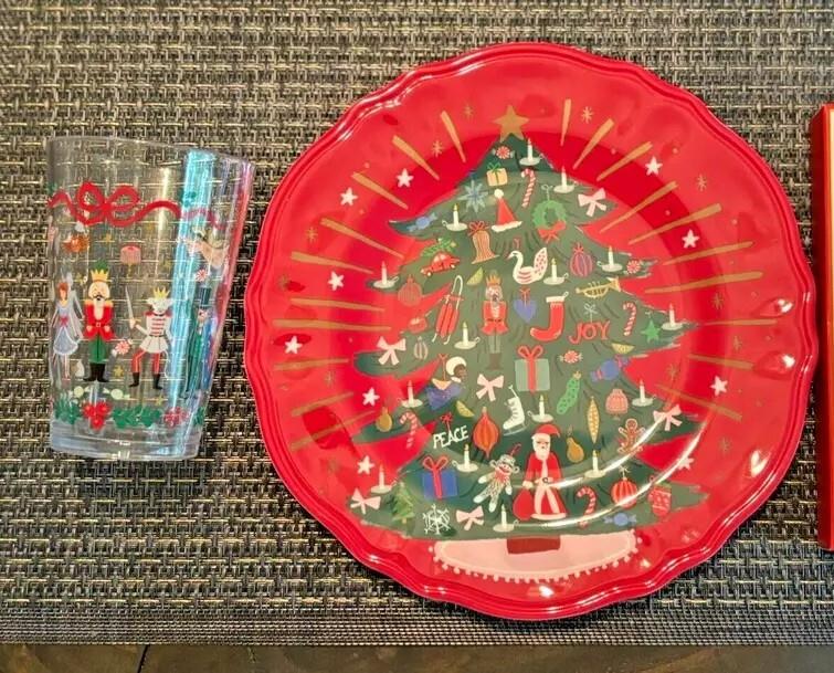 Pottery Barn Nutcracker Christmas Candy Cane PLATE + CUP holiday PARTY SET Kid