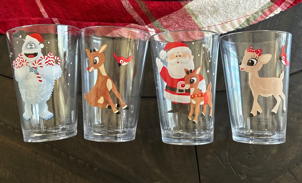 Disney Pottery Barn holiday Rudolph Reindeer Santa Christmas party CUP Set 4