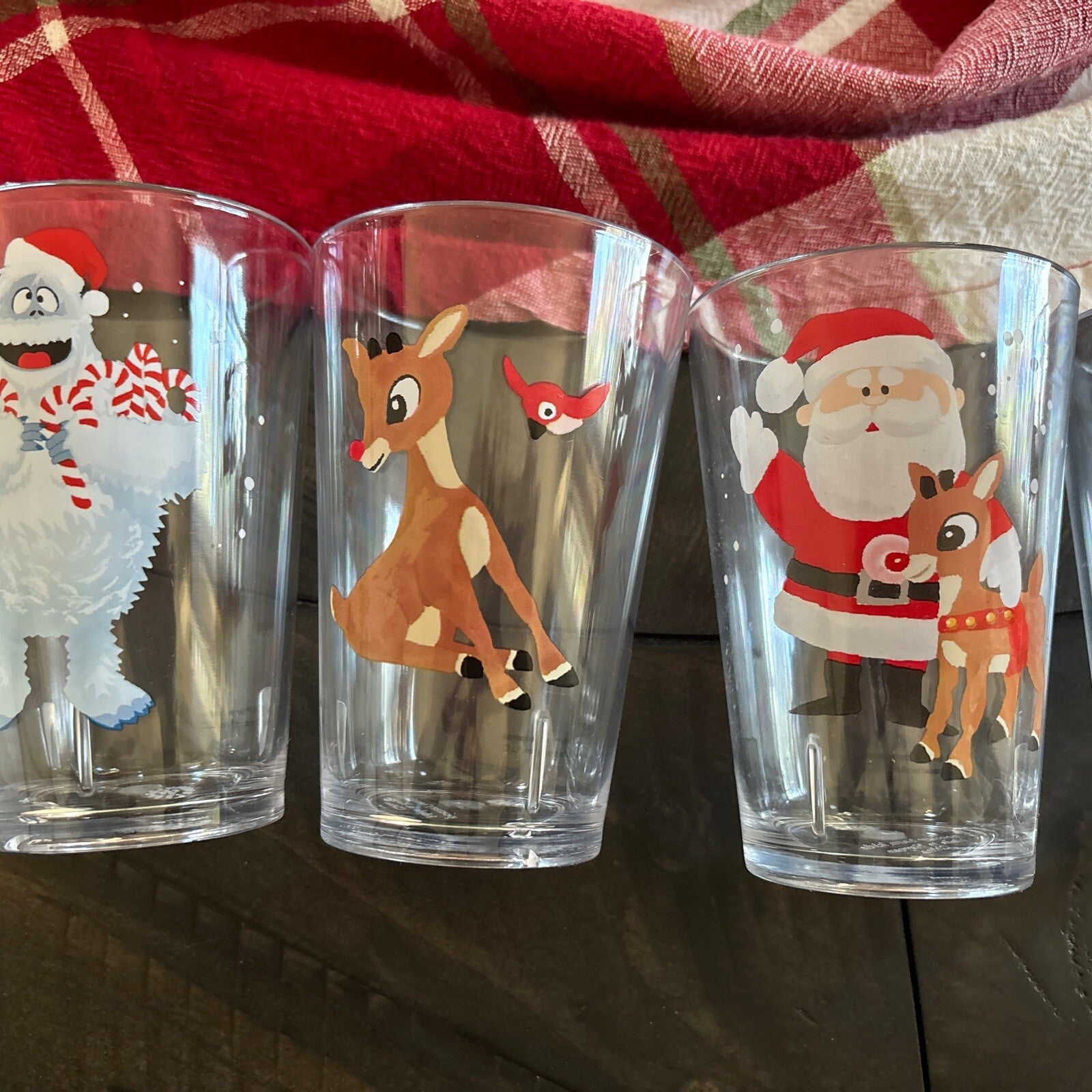Disney Pottery Barn holiday Rudolph Reindeer Santa Christmas party CUP Set 4