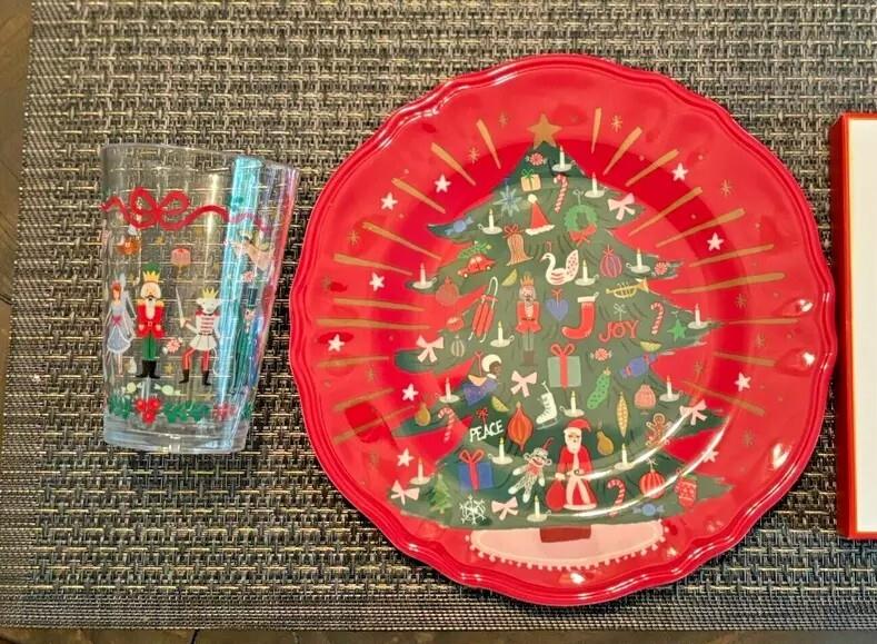 Pottery Barn Nutcracker Christmas Candy Cane PLATE + CUP holiday PARTY SET Kid