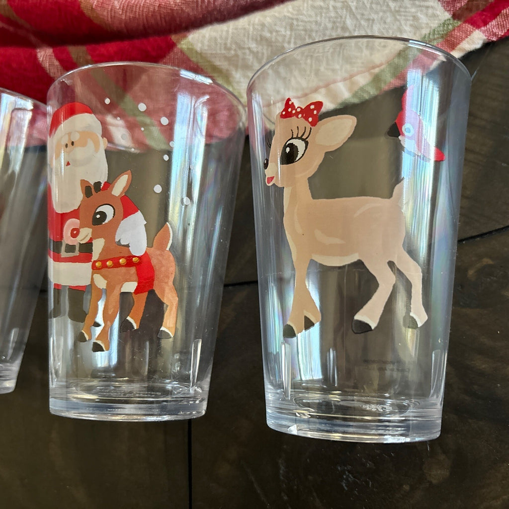 Disney Pottery Barn holiday Rudolph Reindeer Santa Christmas party CUP Set 4