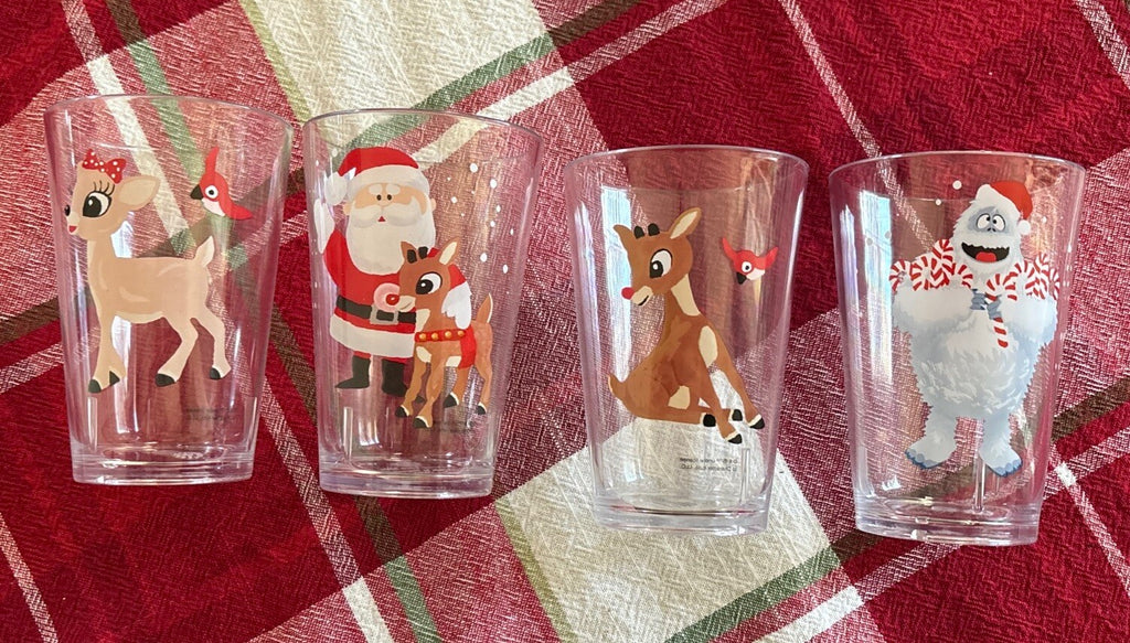 Disney Pottery Barn holiday Rudolph Reindeer Santa Christmas party CUP Set 4