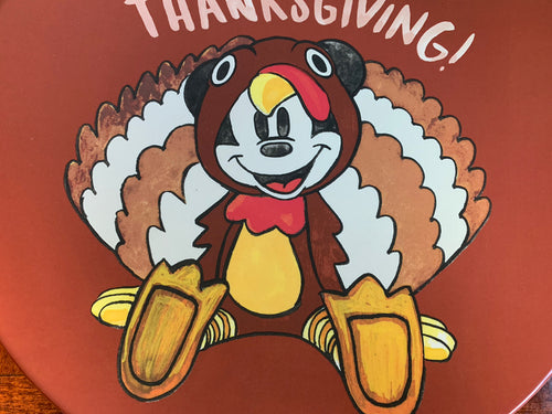 Disney Mickey Mouse Pottery Barn Plate holiday School Thanksgiving kids set 2 ]
