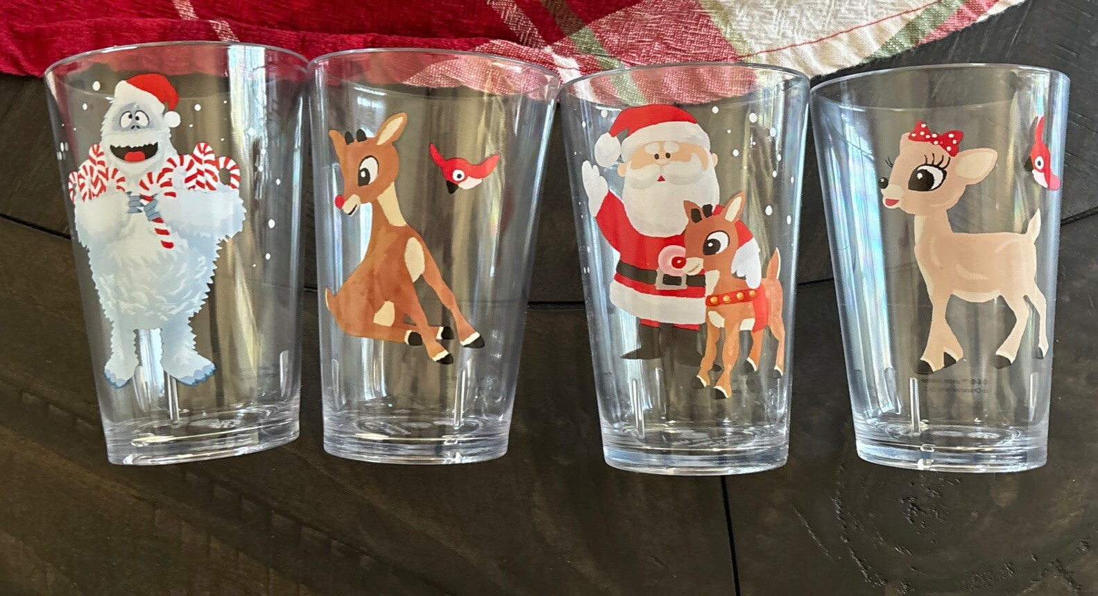 Disney Pottery Barn holiday Rudolph Reindeer Santa Christmas party CUP Set 4