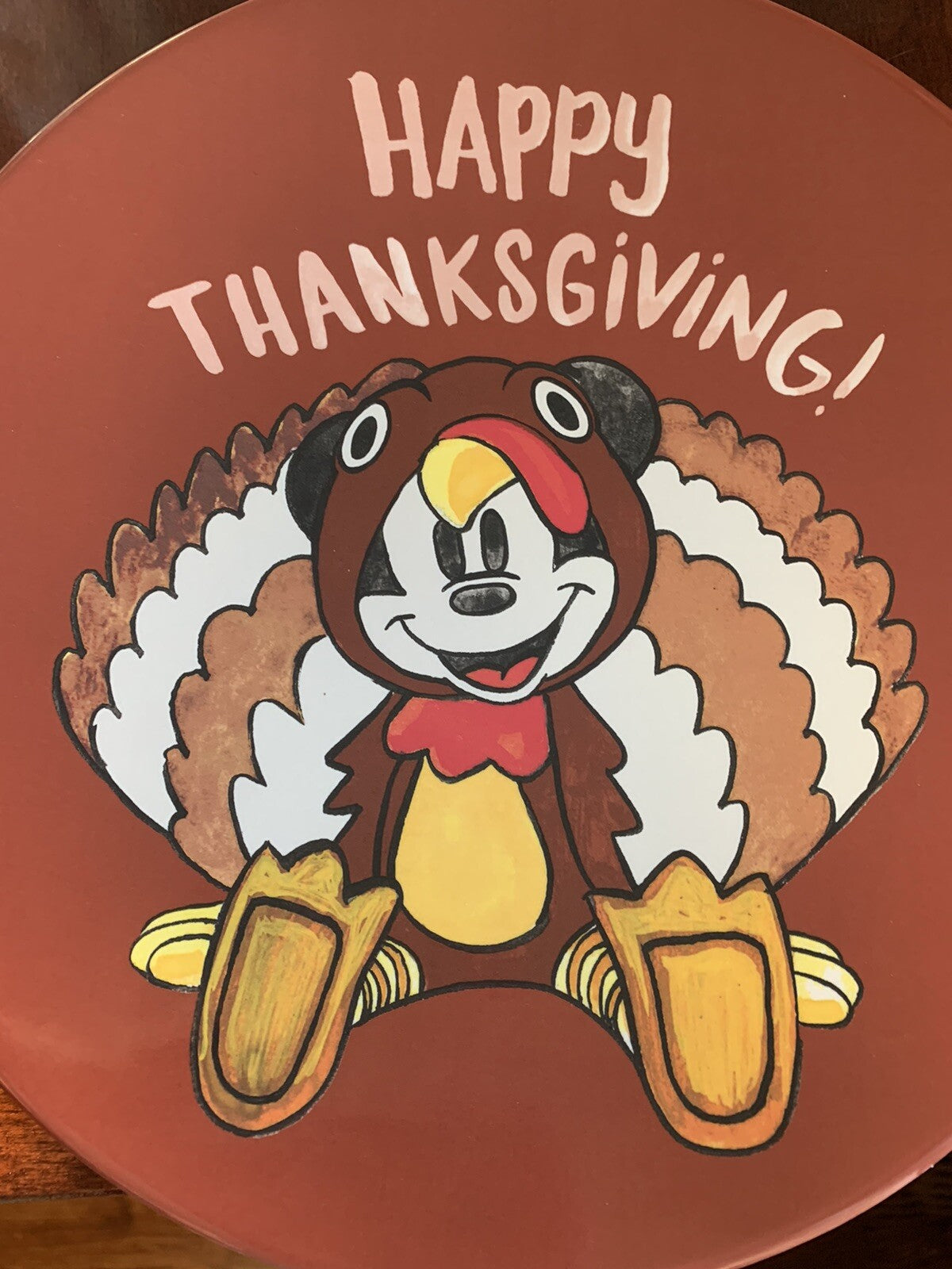 Disney Mickey Mouse Pottery Barn Plate holiday School Thanksgiving kids set 2 ]