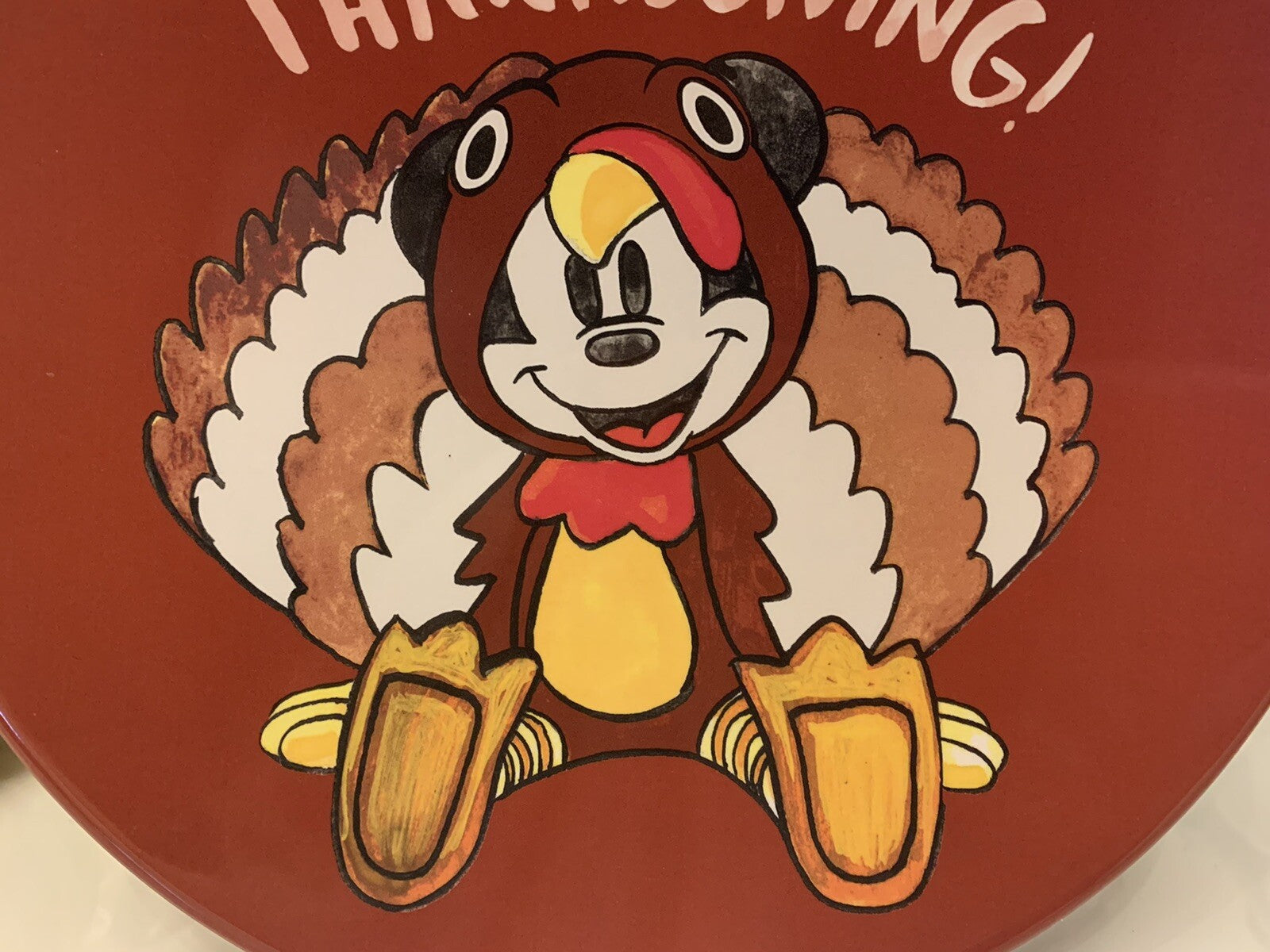 Disney Mickey Mouse Pottery Barn Plate holiday School Thanksgiving kids set 2 ]