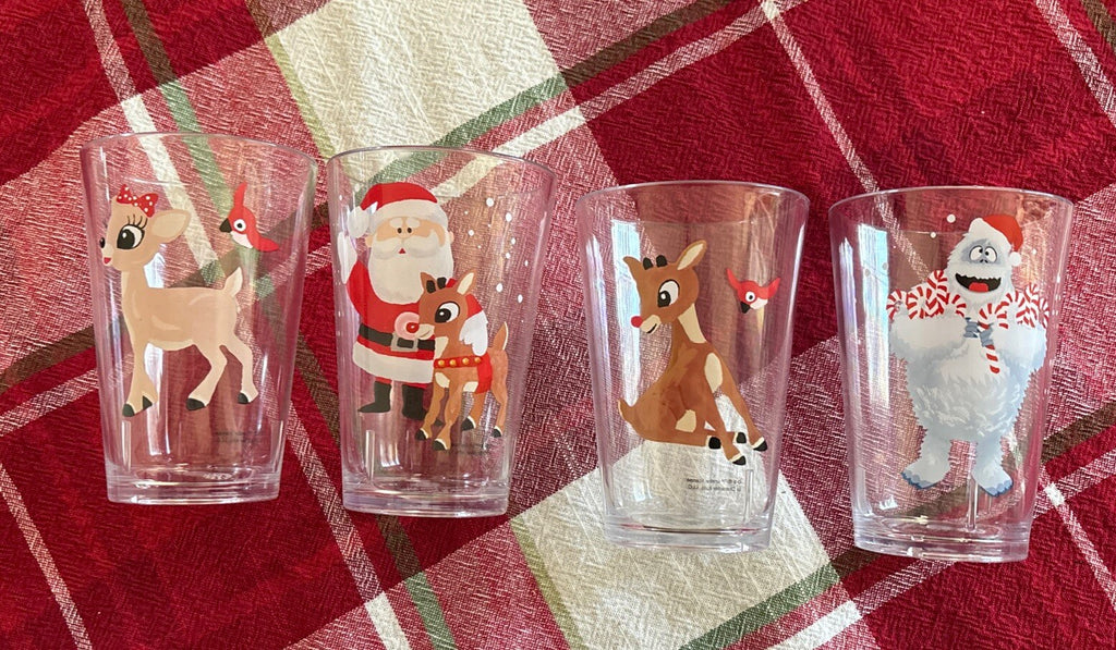 Disney Pottery Barn holiday Rudolph Reindeer Santa Christmas party CUP Set 4