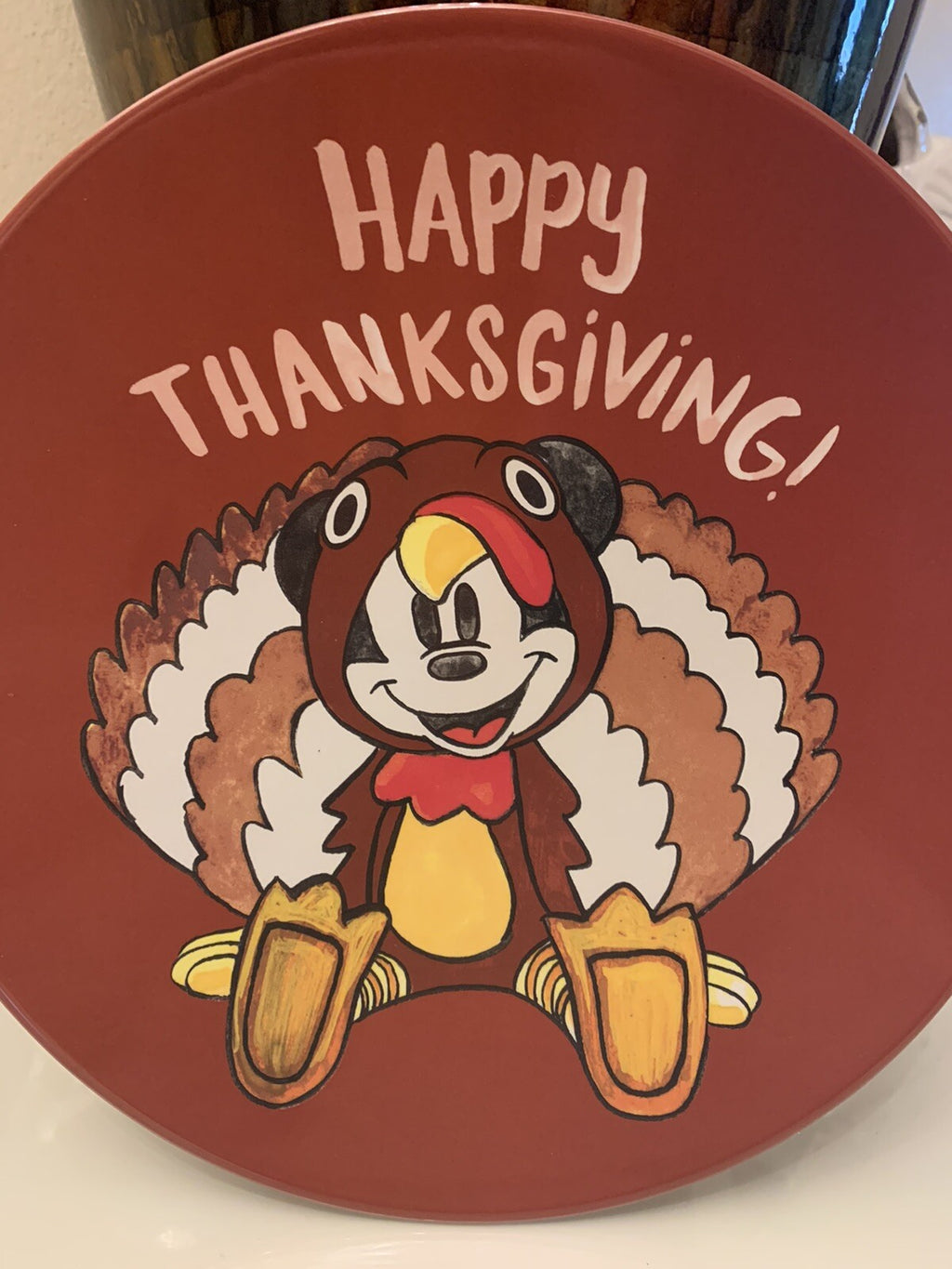 Disney Mickey Mouse Pottery Barn Plate holiday School Thanksgiving kids set 2 ]
