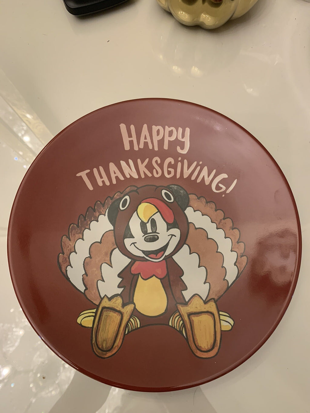 Disney Mickey Mouse Pottery Barn Plate holiday School Thanksgiving kids set 2 ]