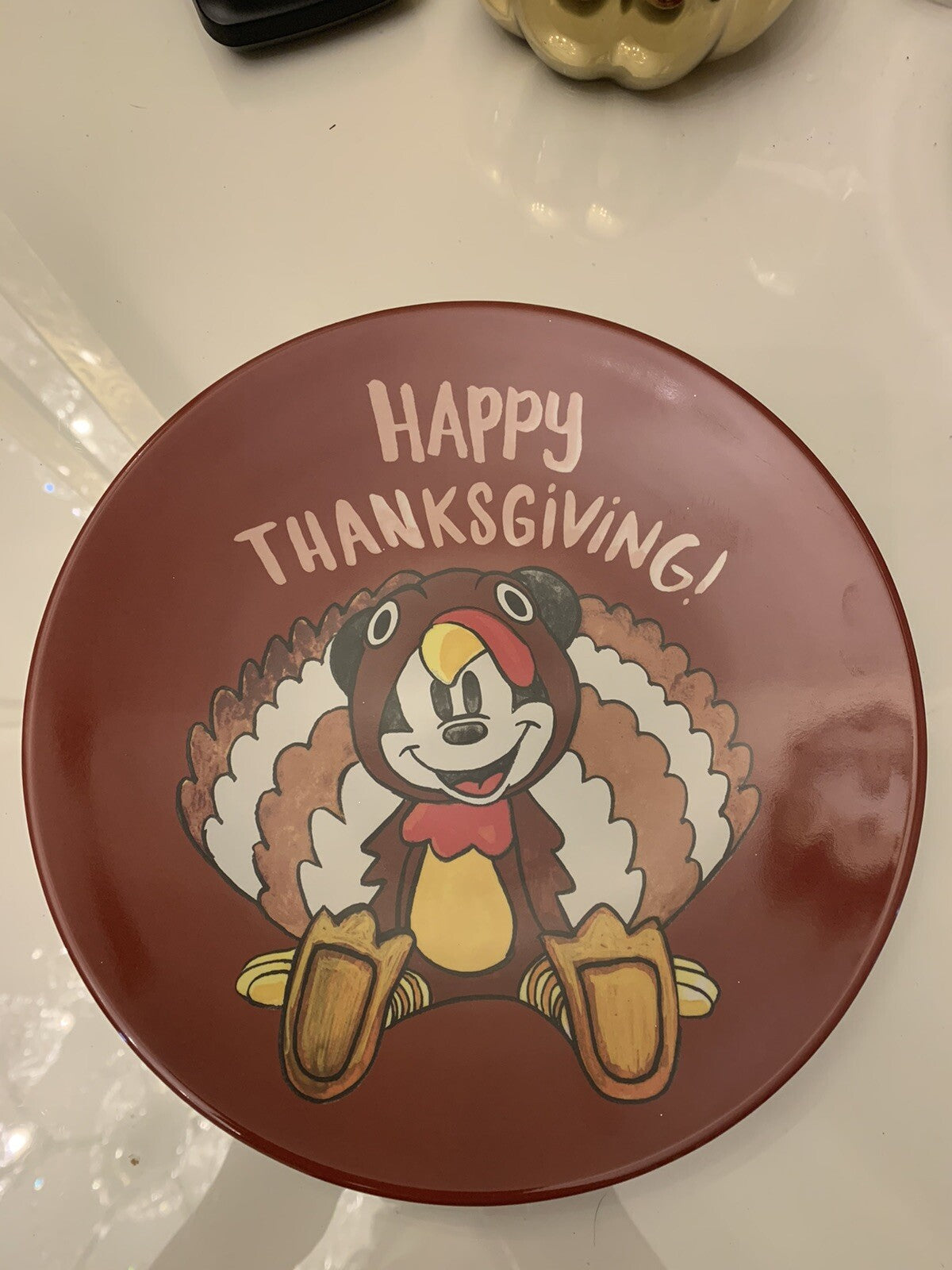 Disney Mickey Mouse Pottery Barn Plate holiday School Thanksgiving kids set 2 ]