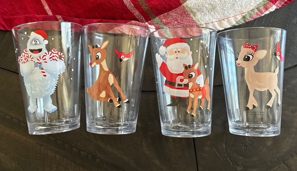 Disney Pottery Barn holiday Rudolph Reindeer Santa Christmas party CUP Set 4