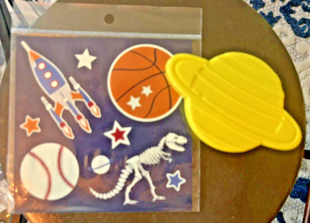 Pottery Barn School Disney Space Baseball Dinosaur boy Sticker Set 3 + ICE ?? .