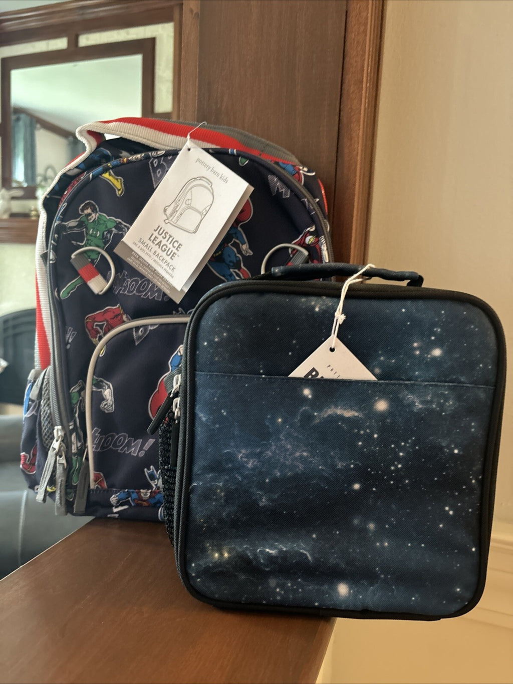 Pottery Barn school Disney Justice league Disney + Lunch Box bag batman flash .