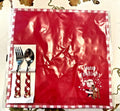 Disney Pottery Barn Rudolph Reindeer NAPKIN UTENSIL SET Holiday Christmas party
