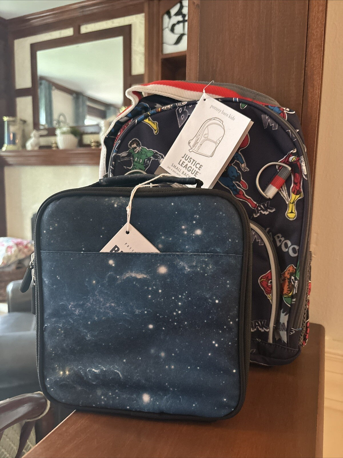 Pottery Barn school Disney Justice league Disney + Lunch Box bag batman flash .
