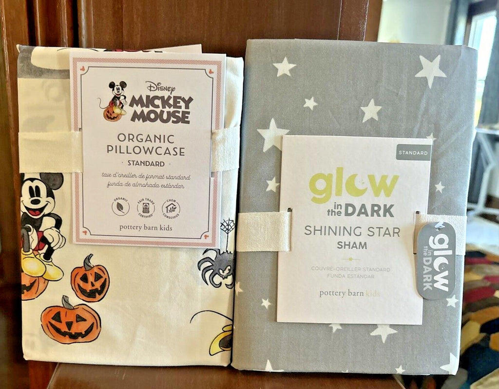 Pottery Barn Disney Mickey Mouse Snoopy Pillowcase +Star Sham Halloween party ]