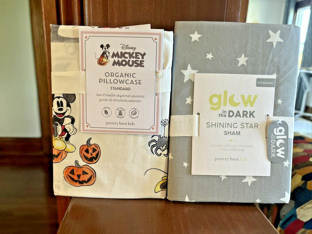 Pottery Barn Disney Mickey Mouse Snoopy Pillowcase +Star Sham Halloween party ]